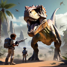 create a big dinosaur with a child