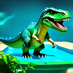 dinosaurio en una piscina