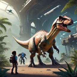 create a big dinosaur with a child